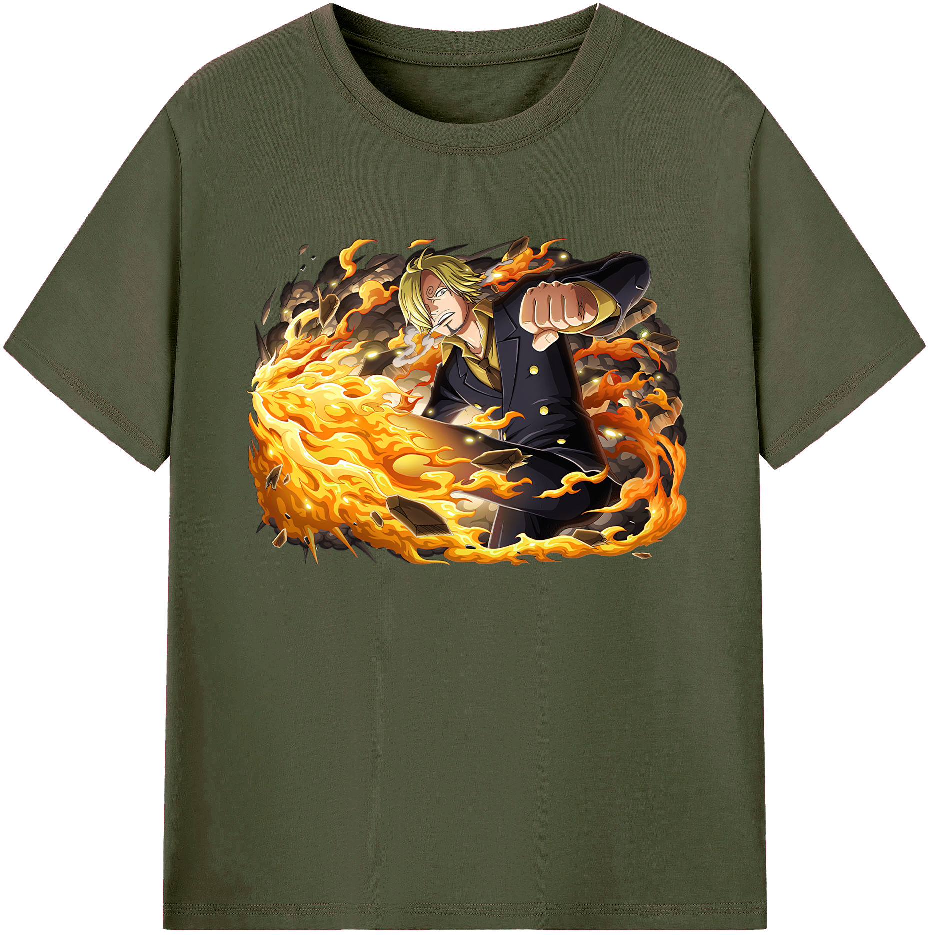 （画像用） ワンピース サンジ ONE PIECE Sanji 綿100％ メンズ半袖Tシャツ｜肌触りやわらか＆通気性